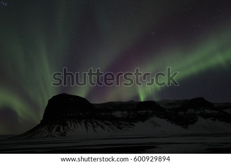 Northern lights at Skaftafell- southern iceland, Iceland, europe 