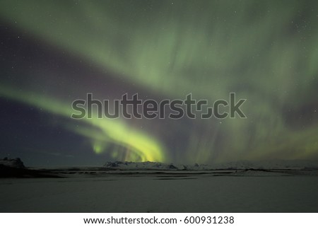 Northern lights at Skaftafell- southern iceland, Iceland, Europe