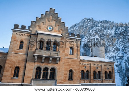 Neuschwanstein Castle. Nineteenth-century Romanesque Revival palace in southwest Bavaria, Germany.