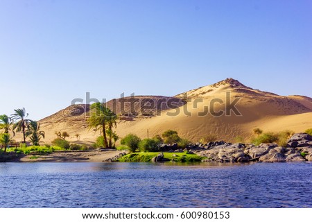 River Nile in Egypt. Life on the River Nile Royalty-Free Stock Photo #600980153