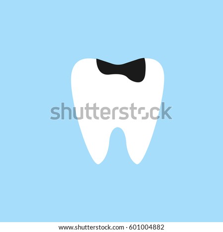 Caries tooth flat icon, Dental and medicine, sick tooth vector graphics, a colorful solid pattern on a blue background, eps 10.