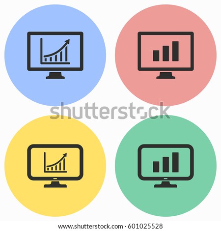 Diagram screen vector icons set. Illustration isolated for graphic and web design.