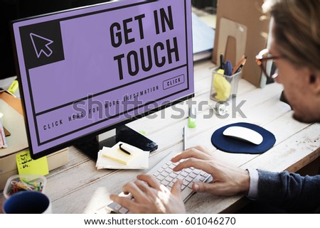 Get in touch word with mouse cursor icon