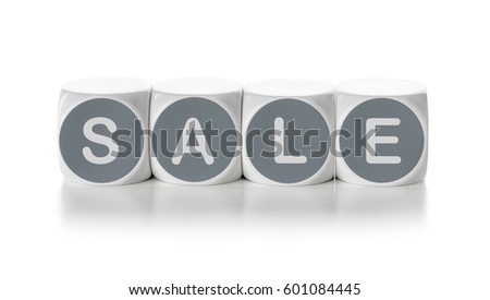 Letter dice on a white background - Sale