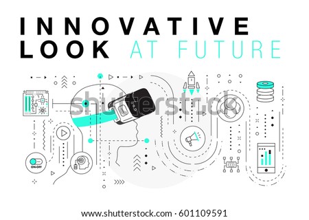 Trendy Innovation systems layouts in polygonal contour line composition, future analysis and technology operations. Made in awesome geometry style with linear pictogram of future for web design. Royalty-Free Stock Photo #601109591
