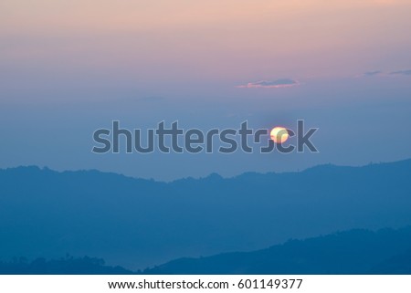 Sunrise on mountain in the morning