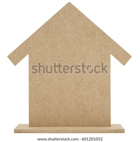 Wooden house shape isolated on white