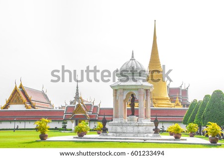 Wat Phra Kaew, Temple of the Emerald Buddha at Royal Grand Palace  with White sky Background Bangkok, Asia Thailand.
