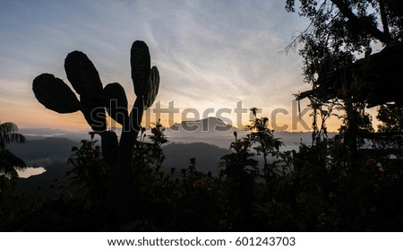 Mount Kinabalu morning scenery at Nuluh Lapai hill located Tuaran, Kota Kinabalu,Sabah,Borneo.