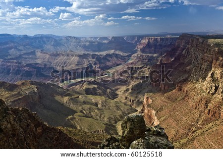Grand canyon at sunrise with river Colorado Royalty-Free Stock Photo #60125518