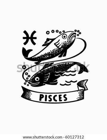 Zodiac - Pisces - Retro Clip Art