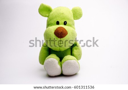 Sad Stuffed mofit toy green dog Want to die on white