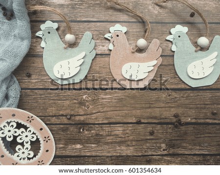 Easter wallpaper with space for your text. rustic Easter wit empty space on wooden background. Easter wallpaper for instagram. 