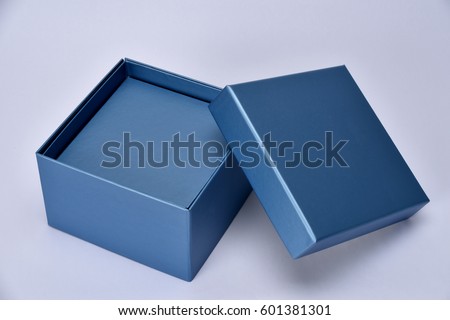 blue gift shopping box photography at clear background