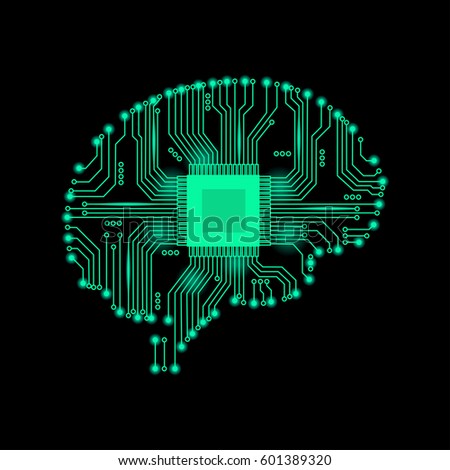 Abstract brain of man in an electronic form. Vector illustration. Abstract brain. Royalty-Free Stock Photo #601389320