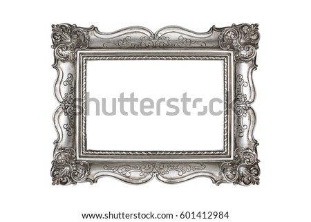 Silver picture frame on white background with clipping path