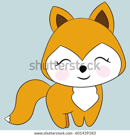 Children's illustration with a cute fox. Best Choice for cards, invitations, printing, party packs, blog backgrounds, paper craft, party invitations, digital scrapbooking.