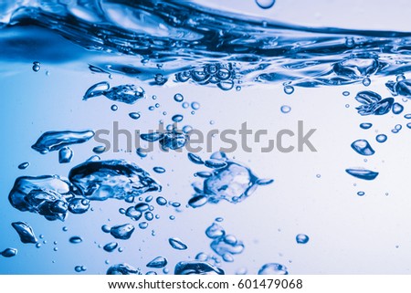 Clear water surface with ripple and bubble
