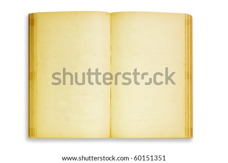 Old book Open  on white  isolated  text and background