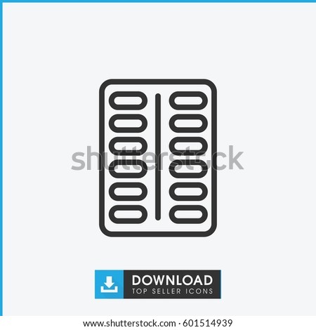 pill icon. simple outline pill vector icon. on white background.