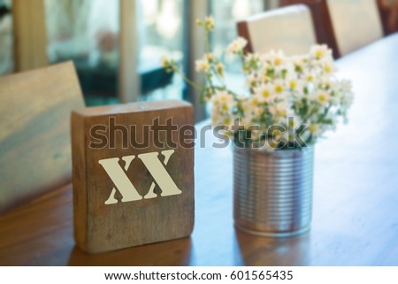 Wooden Tablet At Coffee Shop, stock photo