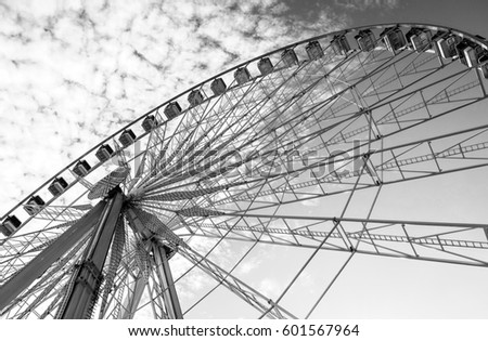 Black and white, Ferris wheel Roue De Paris at Paris, France