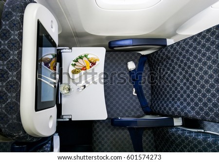 Food served on board of airplane 