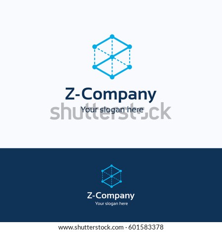 Z company construction technology logo, service letter 3D template, cube frame project isolated on white background logo.