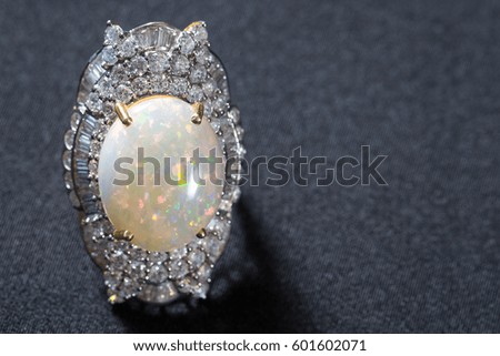 Diamond ring with gemstone,Opal