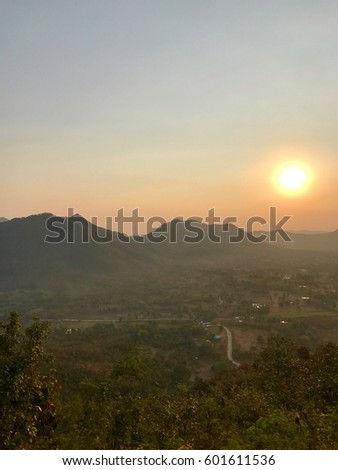 sunrise on the top of Phuthok Mountain ,Loei,Thailand