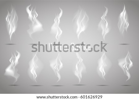 big set vector delicate cigarette smoke on transparent background. Isolated smoke vector illustration. Royalty-Free Stock Photo #601626929