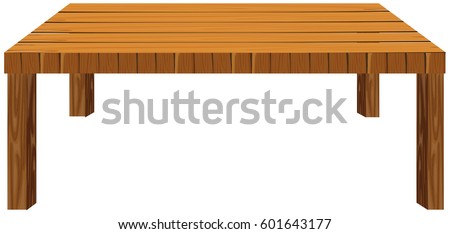 Wooden table on white background illustration