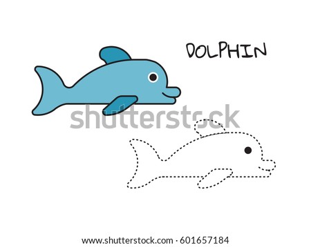 Vector coloring page of a Dolphin which depicts the pattern and linear silhouette to colour in children