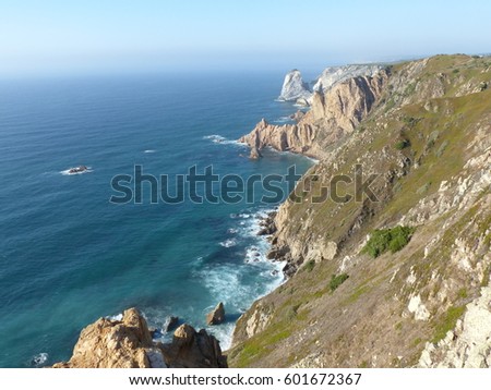 Portugal / Cape Roca in Portugal / picture showing the famous Cape Roca (Cabo da Roca) in Portugal, with its cliffs and Atlantic Ocean. Taken in August 2016