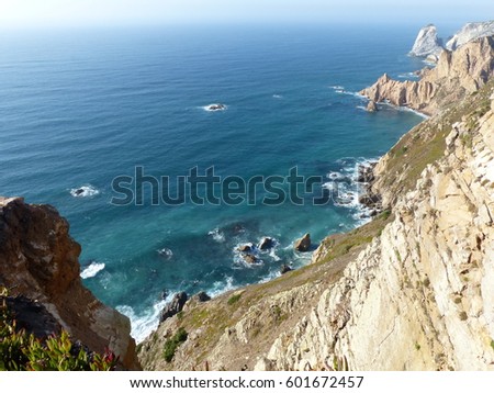 Portugal / Cape Roca in Portugal / picture showing the famous Cape Roca (Cabo da Roca) in Portugal, with its cliffs and Atlantic Ocean. Taken in August 2016