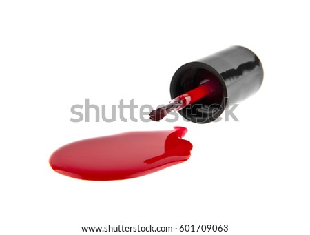 red nail Polish isolated on white background closeup