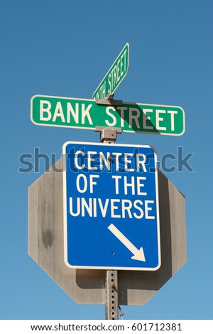 Center of the Universe sign in historical downtown of Wallace, Idaho