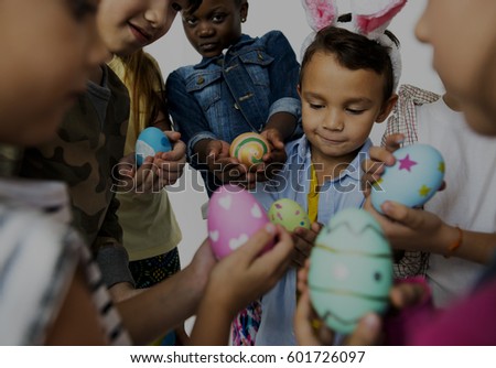 Group of Kids Celebration Easter Egg Togetherness