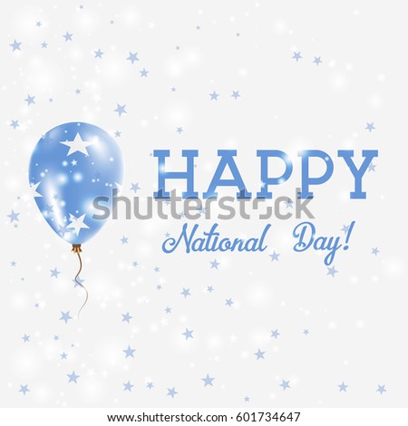 Micronesia National Day patriotic poster. Flying Rubber Balloon in Colors of the Micronesian Flag. Micronesia National Day background with Balloon, Confetti, Stars, Bokeh and Sparkles.