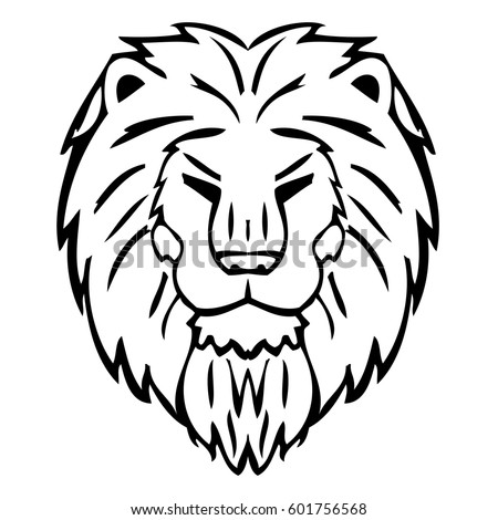 Big stylized lion head on a white background