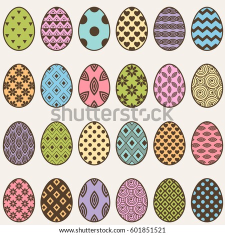 colorful eggs set for Easter. Raster version