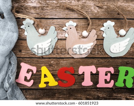 concept Easter. rustic easter background. hello Easter. Easter wooden letters