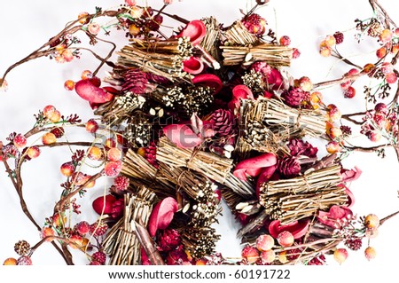 Christmas decorations - plants and chains isolated