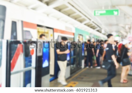 blurred photo, Blurry image, 
people At station Electric train background