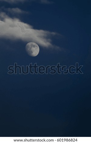 moon and clouds, minimal picture with large space for copy