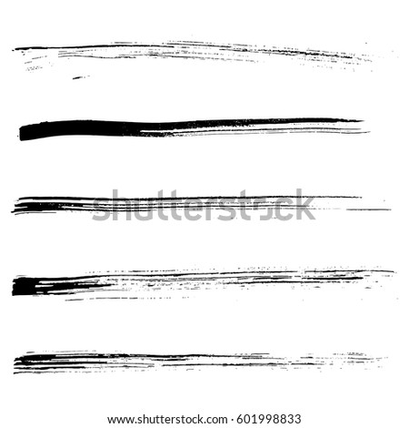 Set of ink vector brush strokes. Vector illustration. Grunge hand drawn watercolor texture