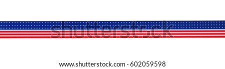 Color ribbon with USA flag pattern isolated on white