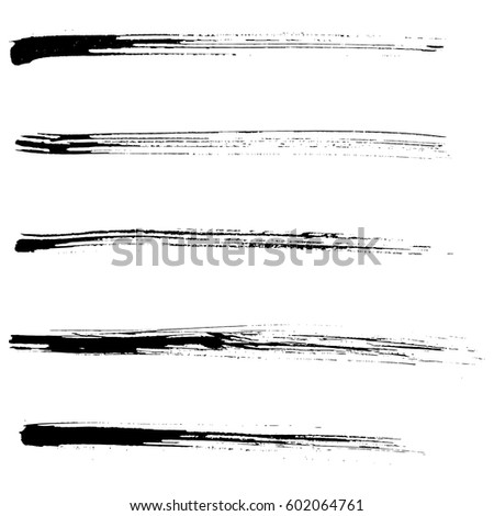 Set of ink vector brush strokes. Vector illustration. Grunge hand drawn watercolor texture