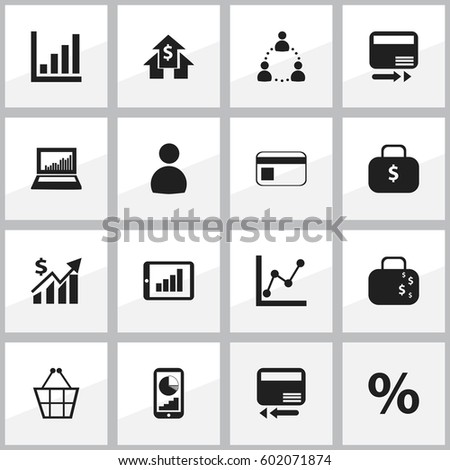 Set Of 16 Editable Analytics Icons. Includes Symbols Such As Phone Statistics, Money Bag, Credit Card And More. Can Be Used For Web, Mobile, UI And Infographic Design.