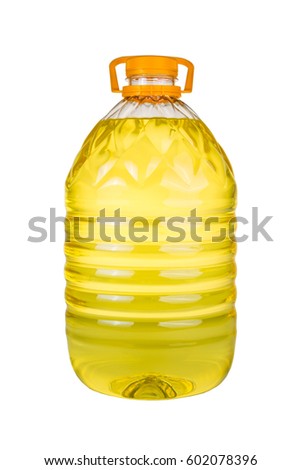 bottle of extra virgin olive or sunflower seed oil jars isolated on a white background
